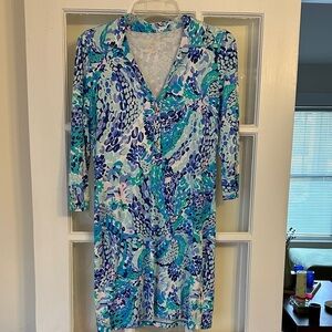 Lilly Pulitzer Vibrant Blue and Green Dress/Cover-up